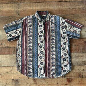 Vintage Solutions Women’s Size Medium Original Floral Stripe Button-Up Shirt